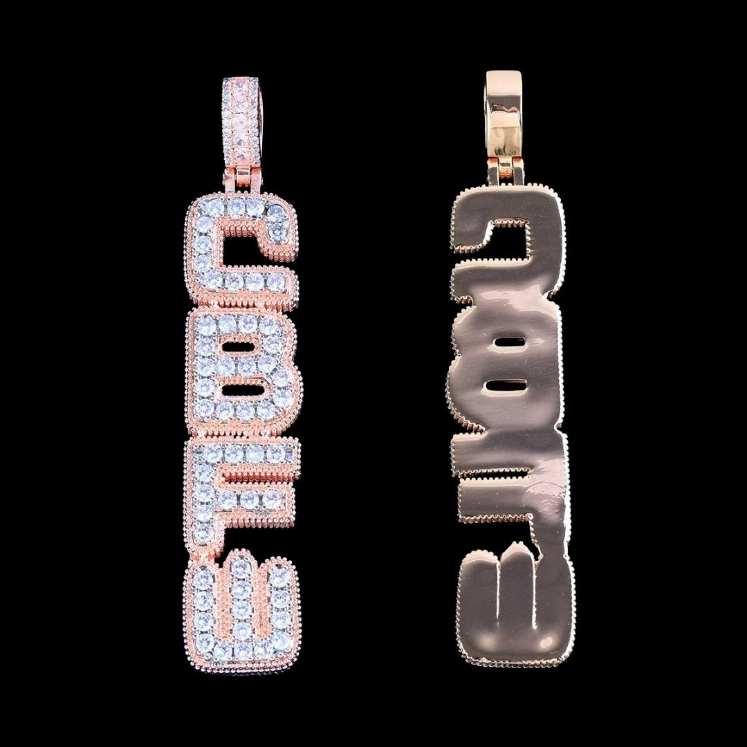 NEW | Vertical Block Iced Out Personalized Custom Name Necklace Pendant - Image 3