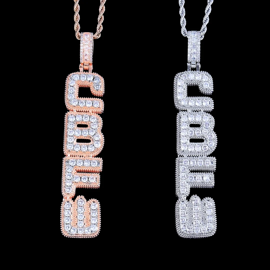 NEW | Vertical Block Iced Out Personalized Custom Name Necklace Pendant - Image 4