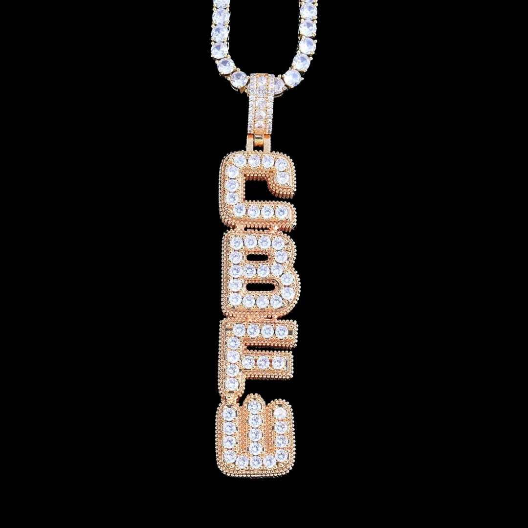 NEW | Vertical Block Iced Out Personalized Custom Name Necklace Pendant - Image 5