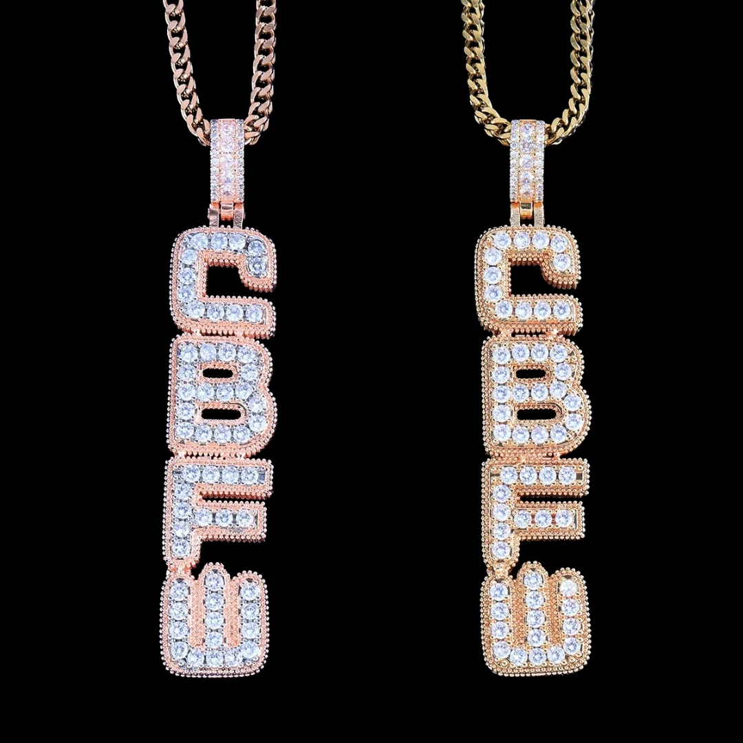 NEW | Vertical Block Iced Out Personalized Custom Name Necklace Pendant - Image 6