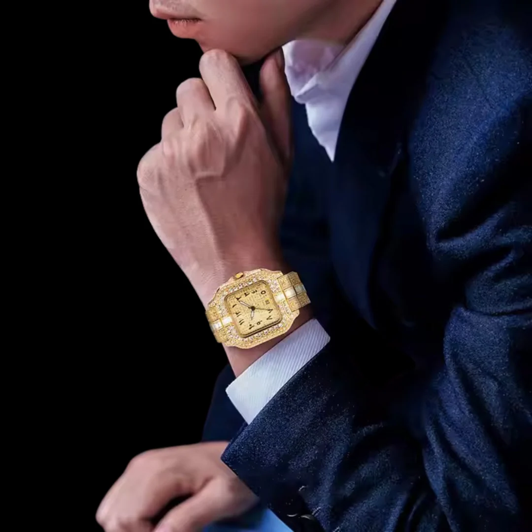 VVS Arabic Numerals Square Dial Iced Out Diamond Watch - Image 6