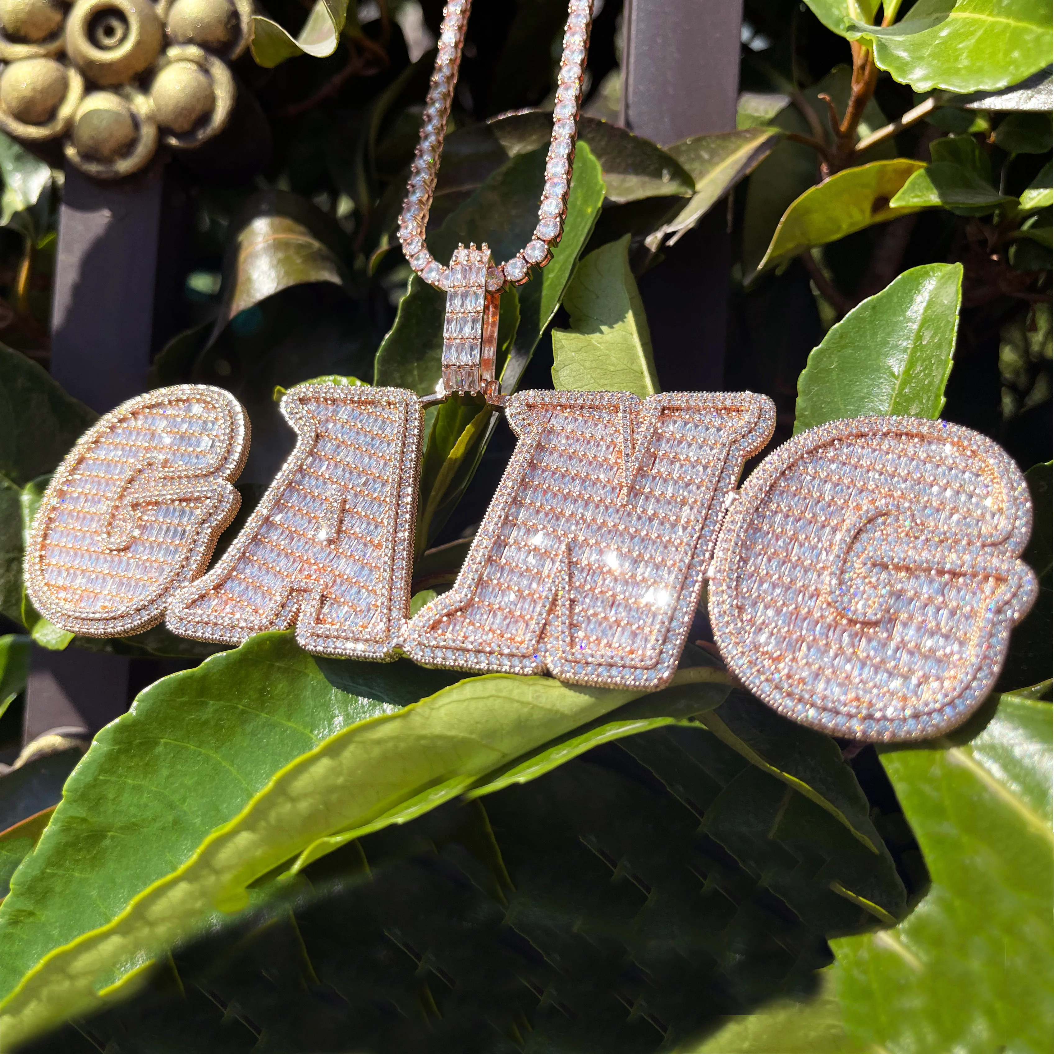 VVS Diamond Dance Iced Out Personalized Custom Name Necklace Pendant - Image 2