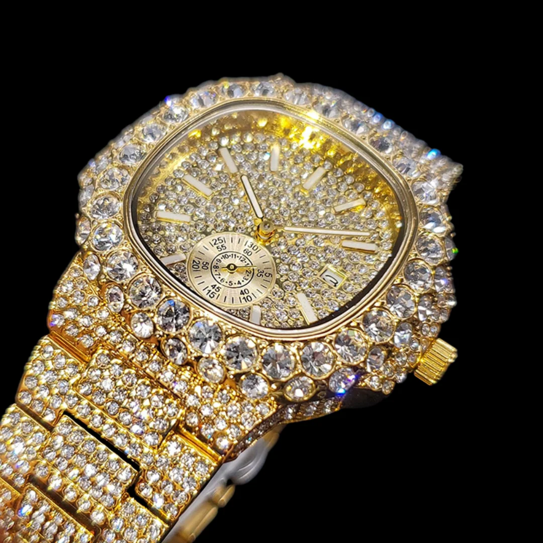 VVS Full Ice Date Special Minute Hand Iced Out Diamond Watch - Image 15