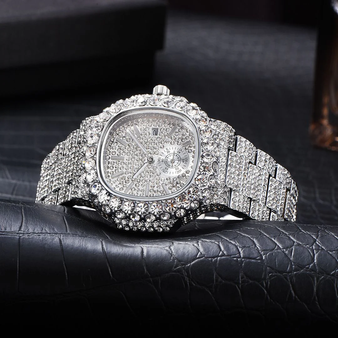VVS Full Ice Date Special Minute Hand Iced Out Diamond Watch - Image 19