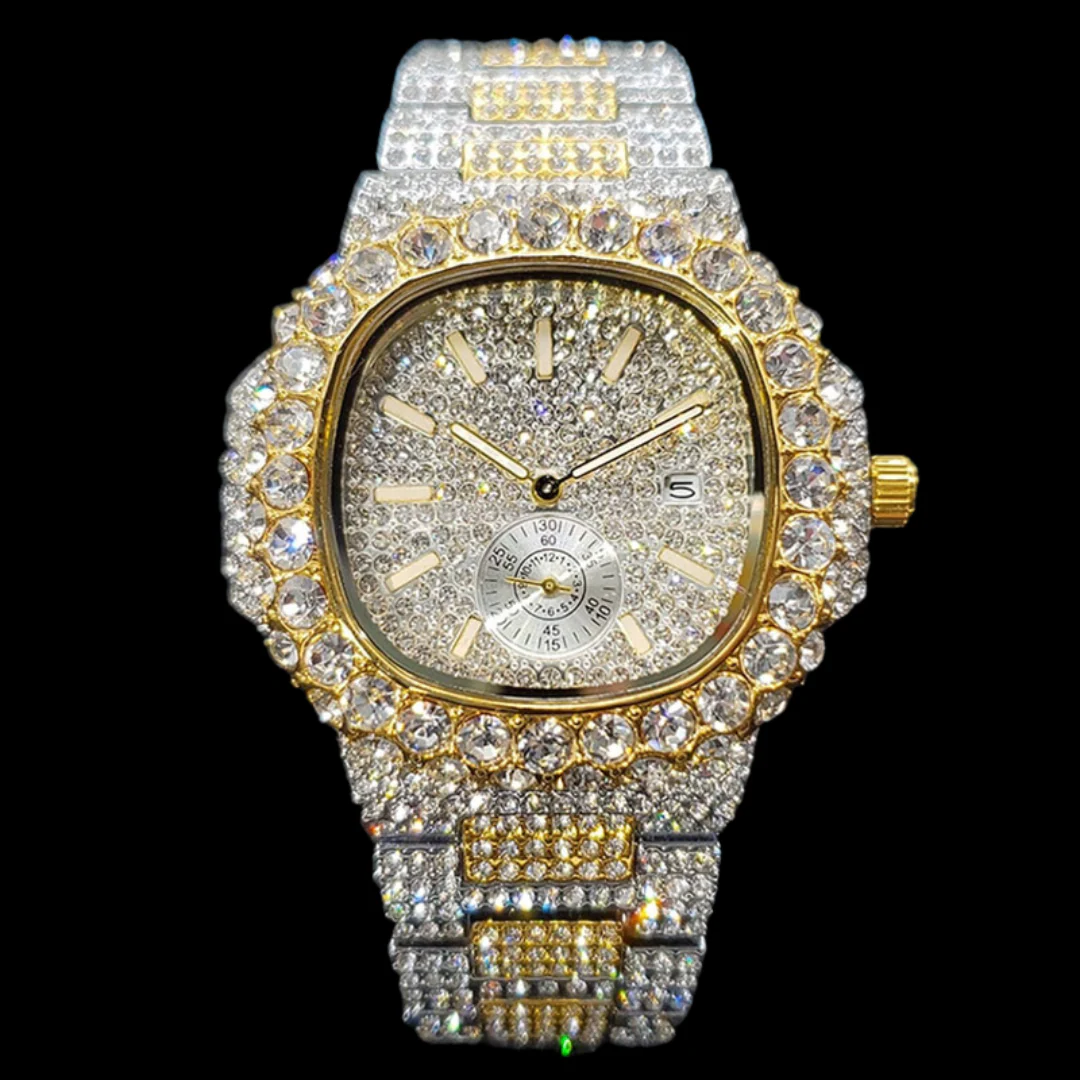 VVS Full Ice Date Special Minute Hand Iced Out Diamond Watch - Image 3