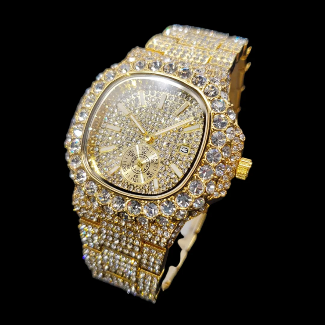 VVS Full Ice Date Special Minute Hand Iced Out Diamond Watch - Image 5