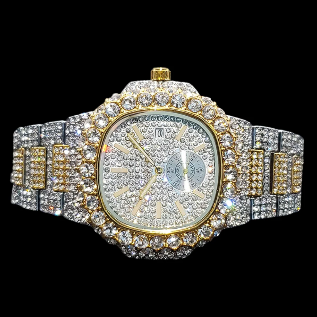VVS Full Ice Date Special Minute Hand Iced Out Diamond Watch - Image 7