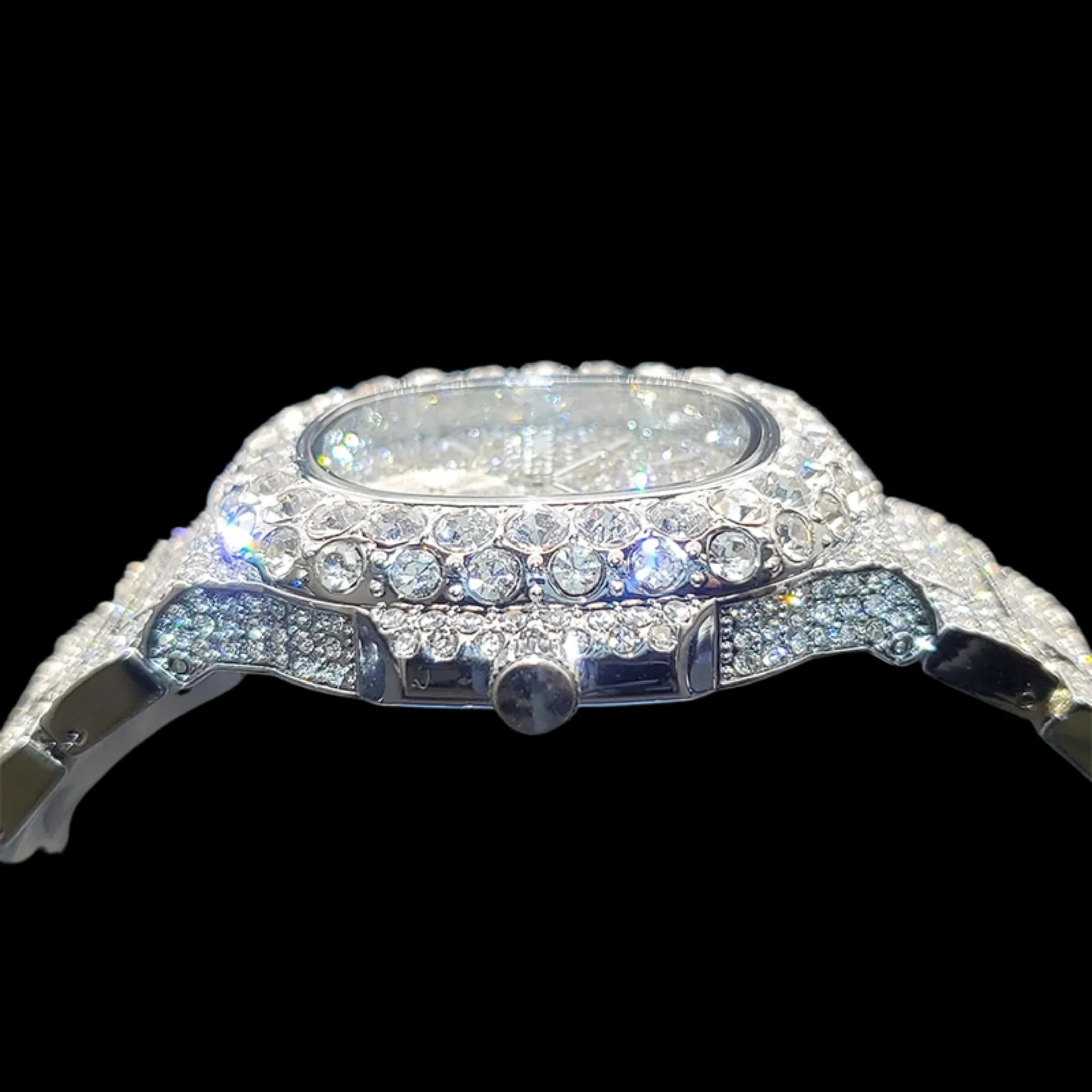 VVS Full Ice Date Special Minute Hand Iced Out Diamond Watch - Image 9