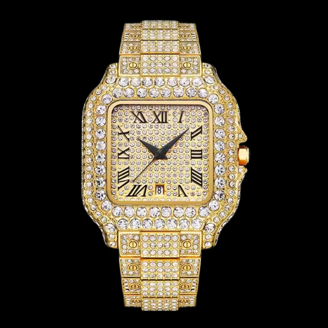 VVS Roman Numerals Square Dial Iced Out Diamond Watch - Image 2