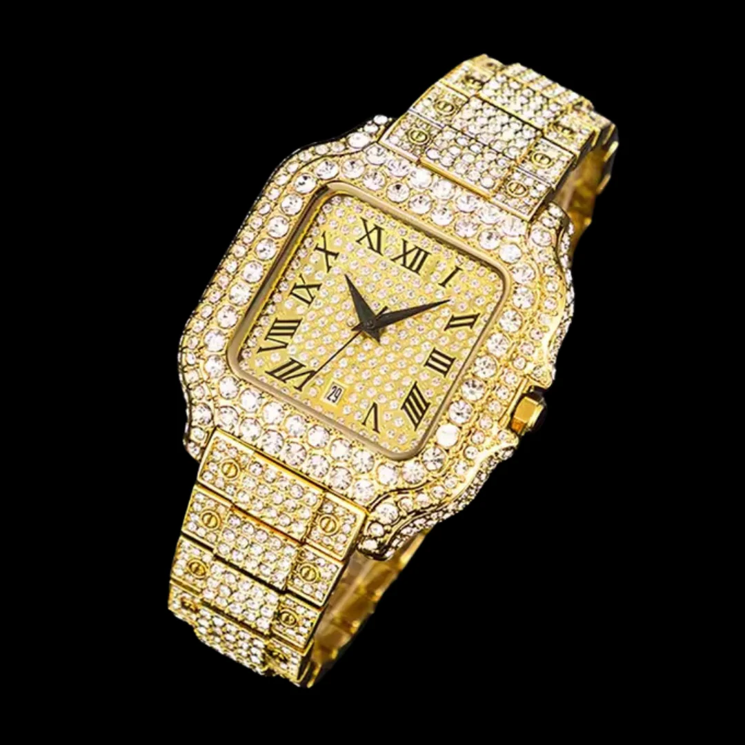 VVS Roman Numerals Square Dial Iced Out Diamond Watch - Image 4
