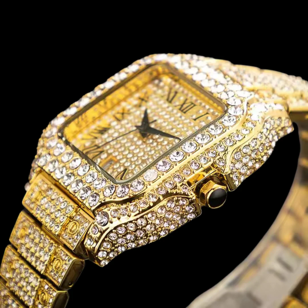 VVS Roman Numerals Square Dial Iced Out Diamond Watch - Image 5