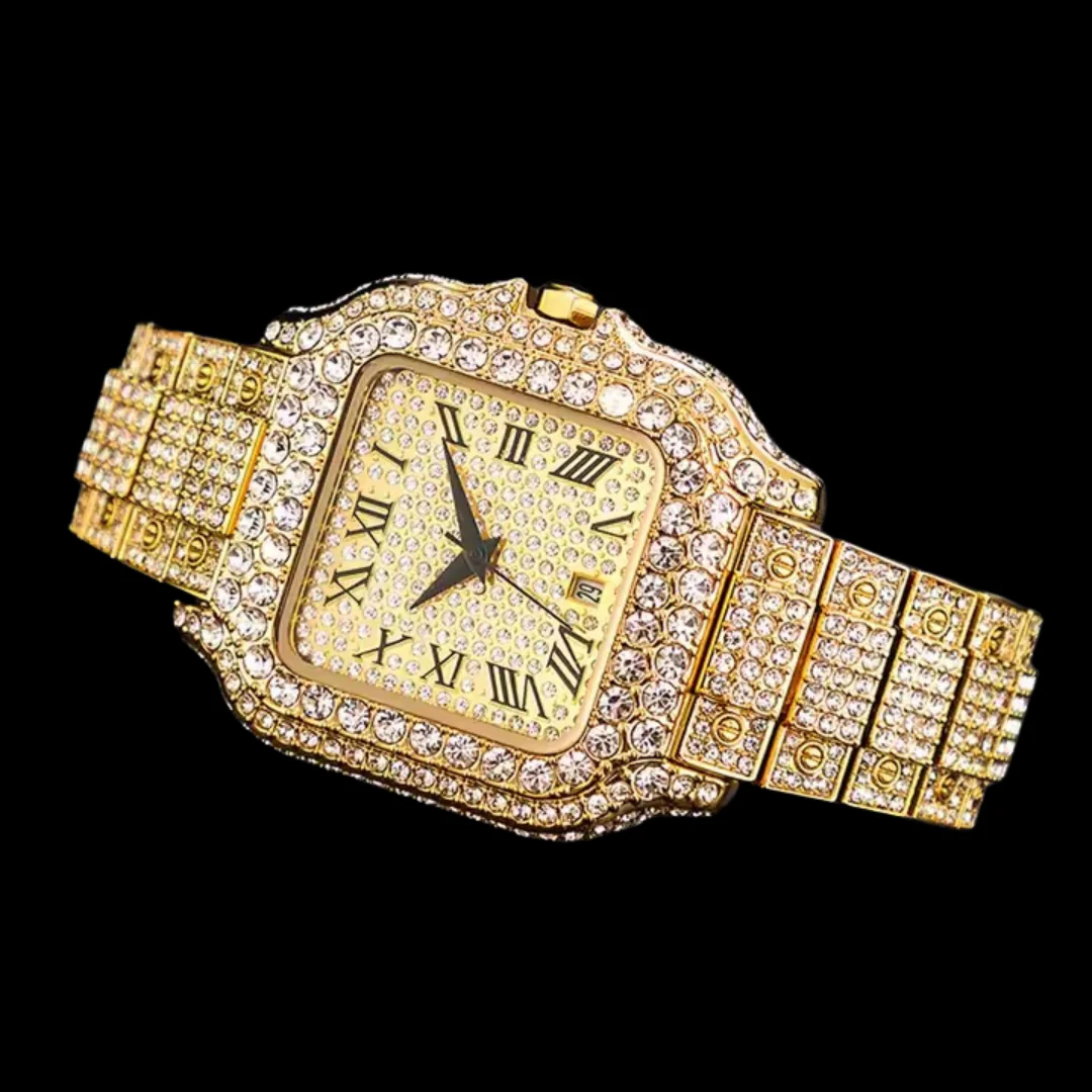 VVS Roman Numerals Square Dial Iced Out Diamond Watch - Image 7