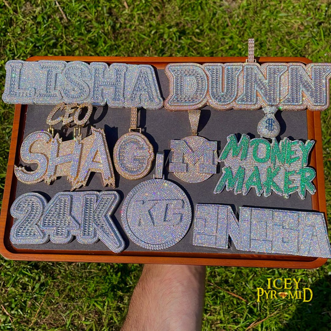 VVS Shine Tennis Stoned Iced Out Initial Custom Name Necklace Pendant - Image 11