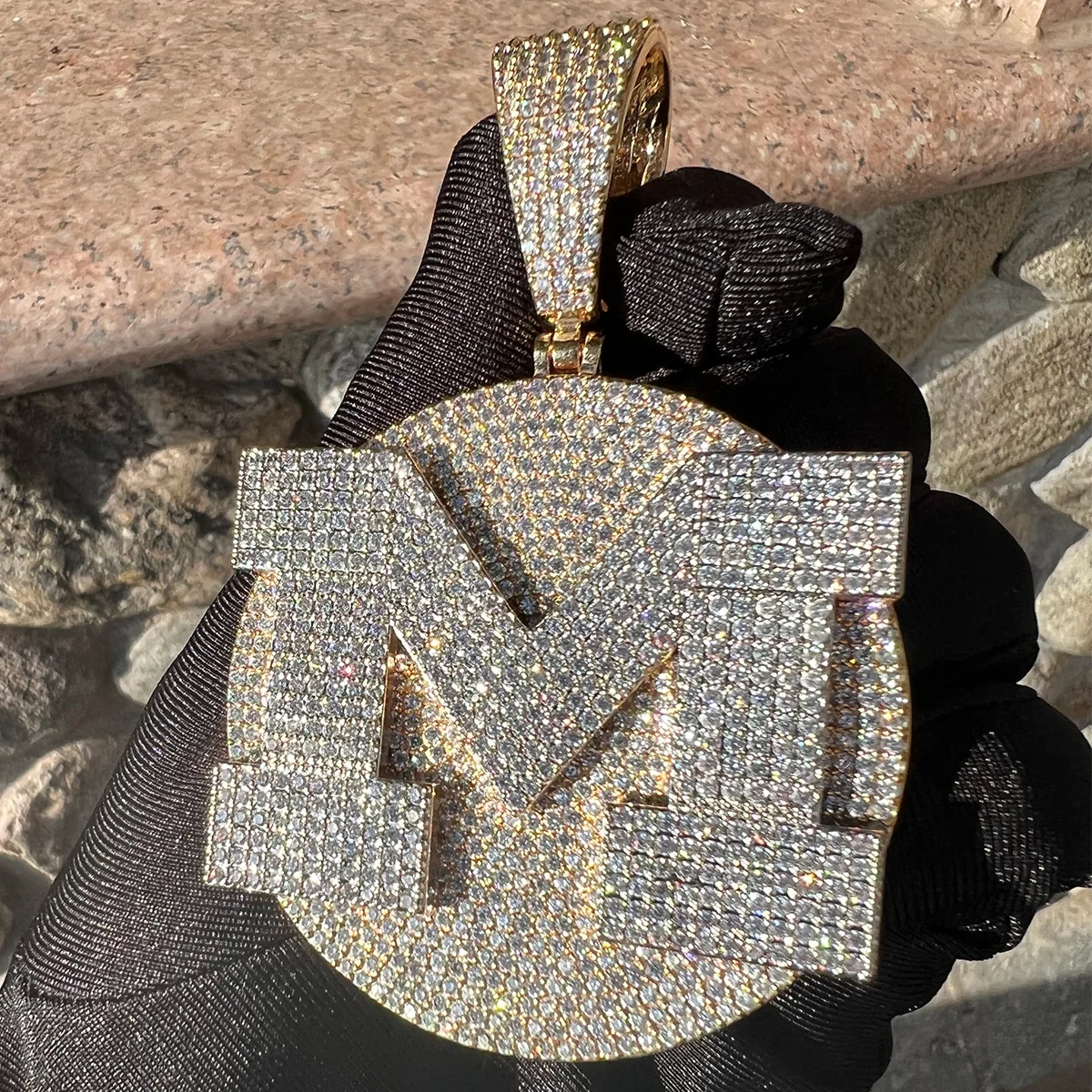 VVS Shine Tennis Stoned Iced Out Initial Custom Name Necklace Pendant - Image 3