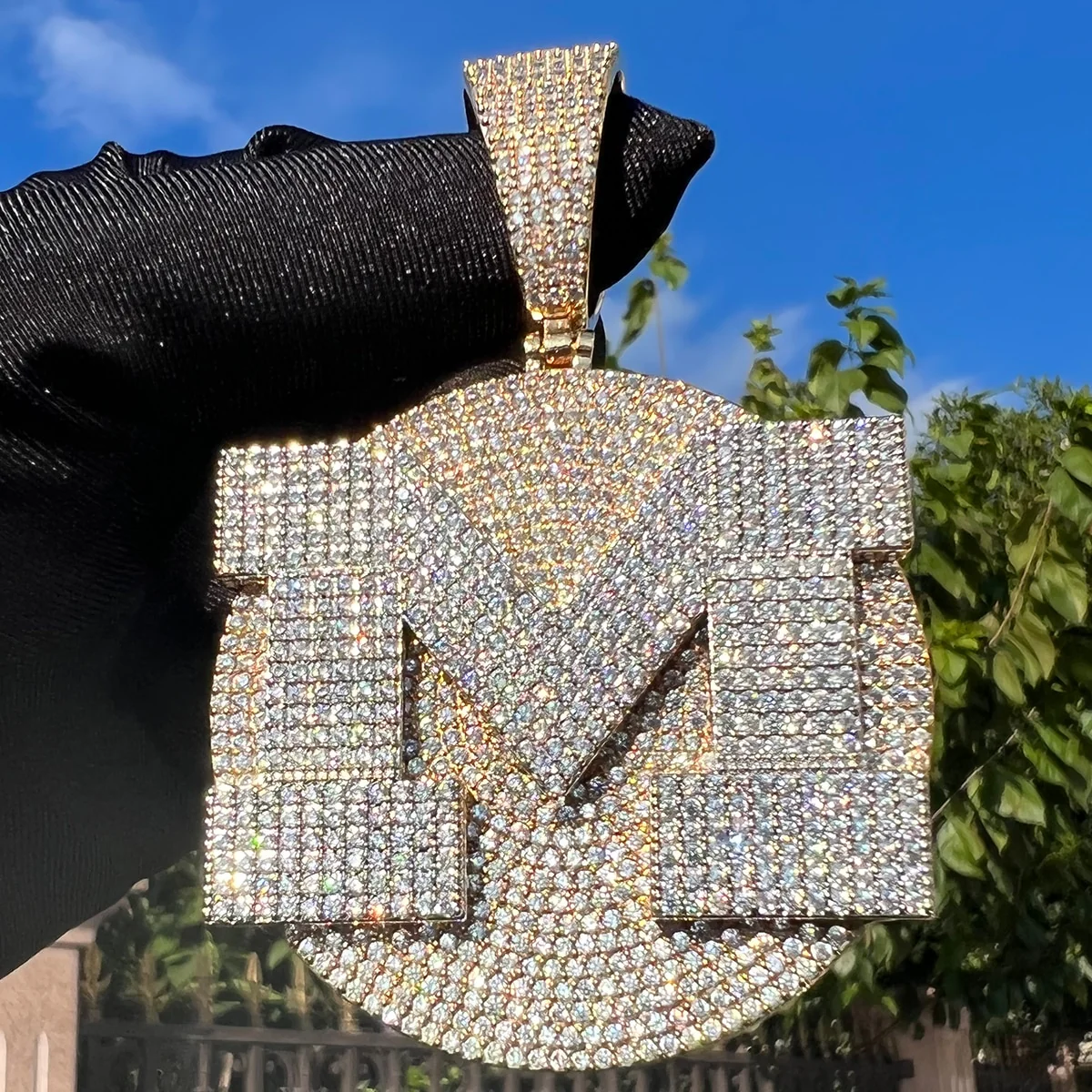 VVS Shine Tennis Stoned Iced Out Initial Custom Name Necklace Pendant - Image 6
