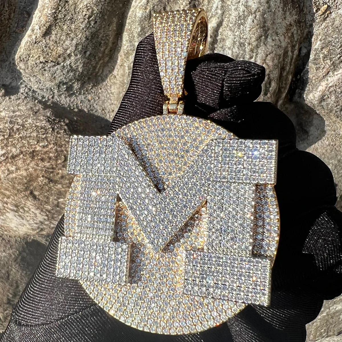 VVS Shine Tennis Stoned Iced Out Initial Custom Name Necklace Pendant - Image 8