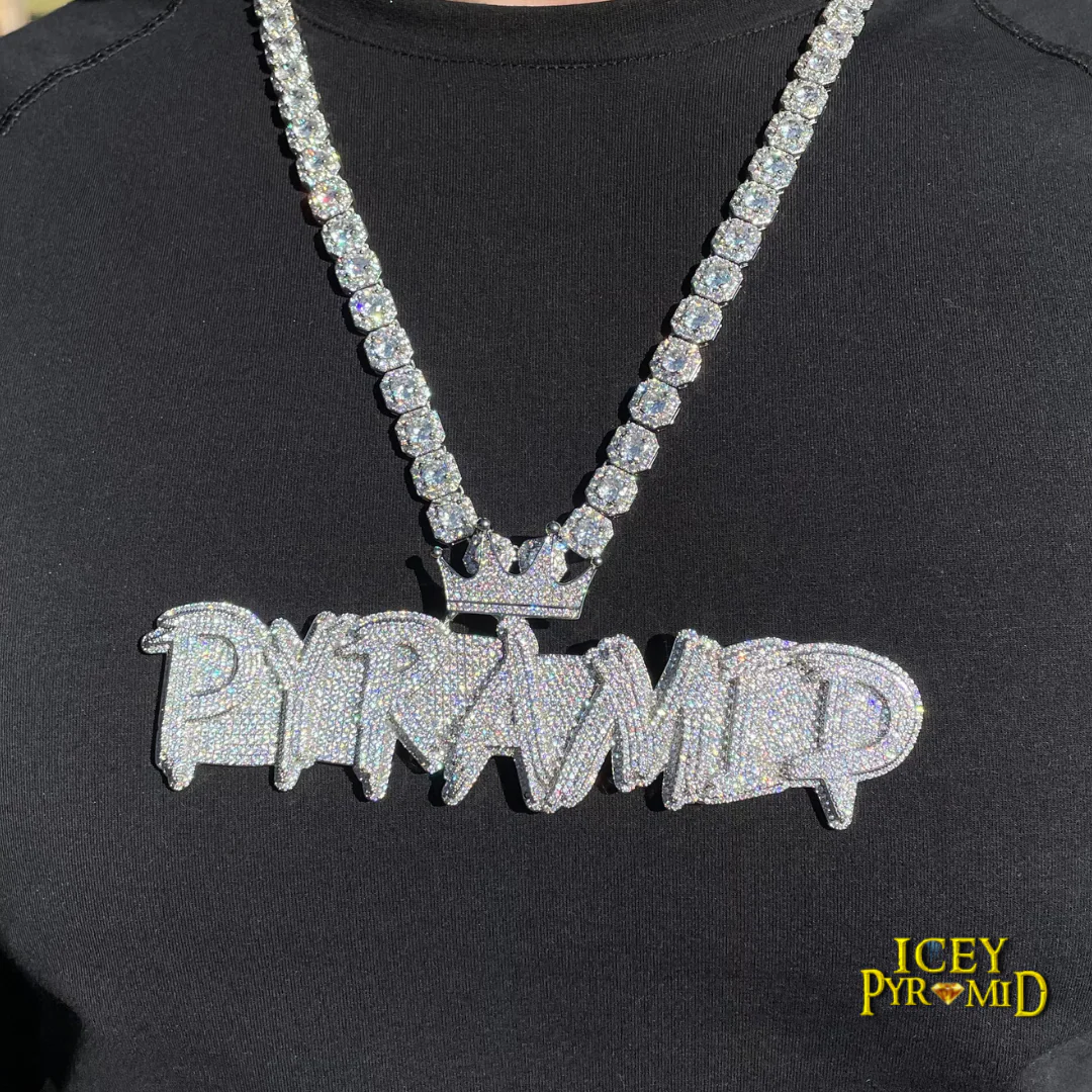 White Gold Edition Crown Bail Rapper Iced Out Personalized Custom Name Necklace Pendant - Image 12