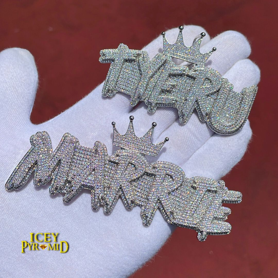 White Gold Edition Crown Bail Rapper Iced Out Personalized Custom Name Necklace Pendant - Image 15