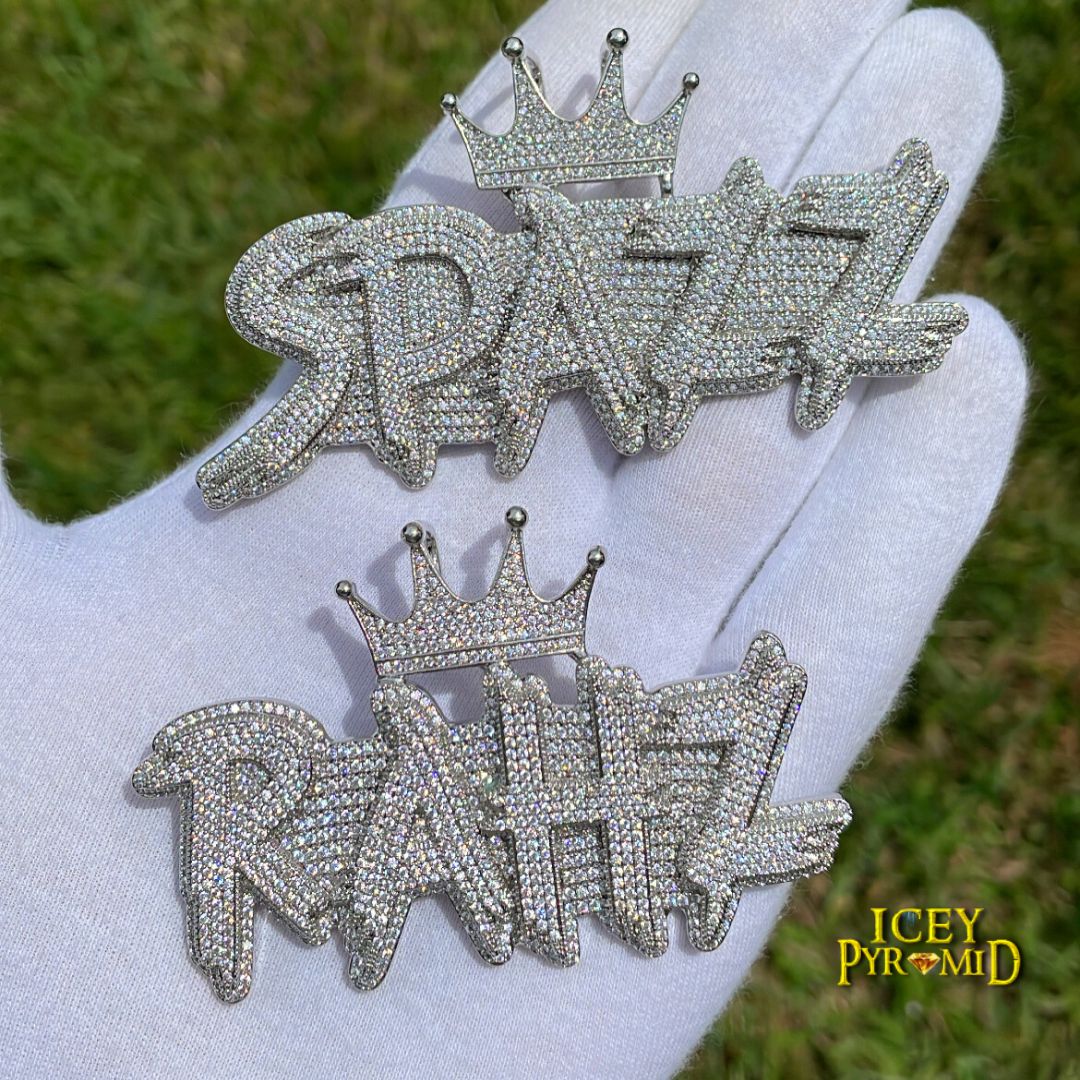 White Gold Edition Crown Bail Rapper Iced Out Personalized Custom Name Necklace Pendant - Image 16