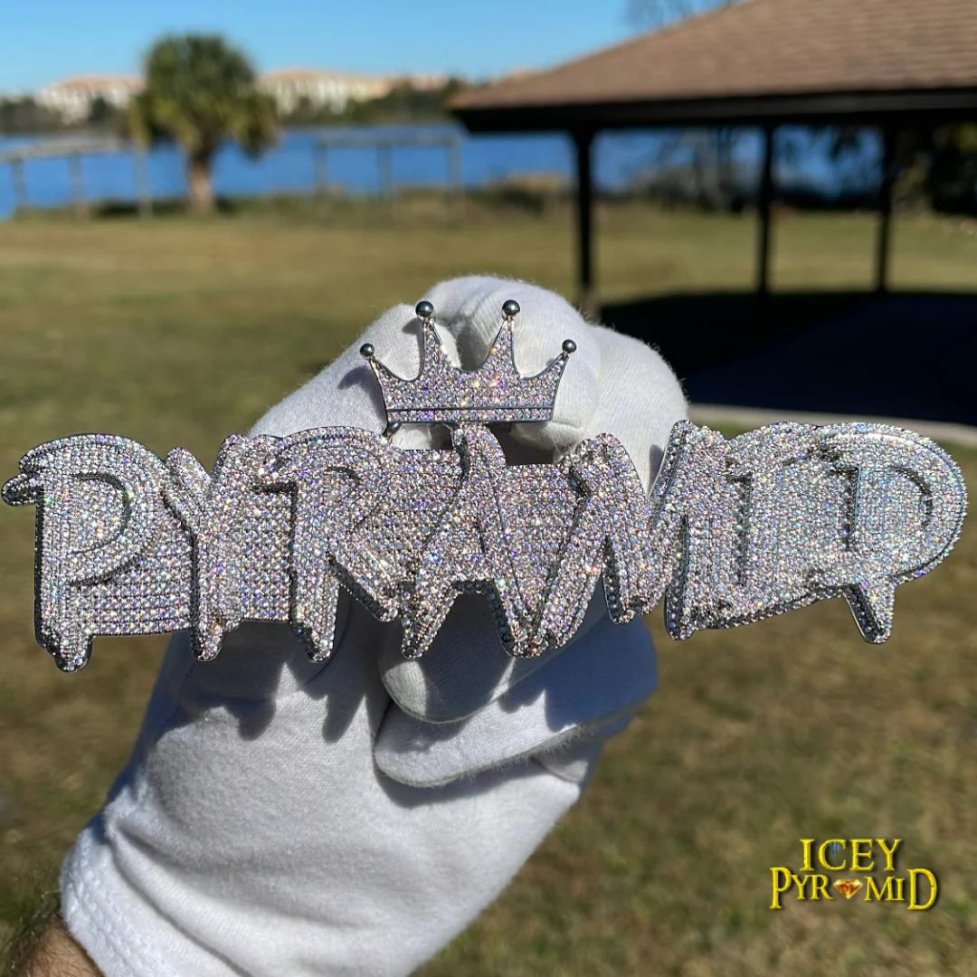White Gold Edition Crown Bail Rapper Iced Out Personalized Custom Name Necklace Pendant - Image 9