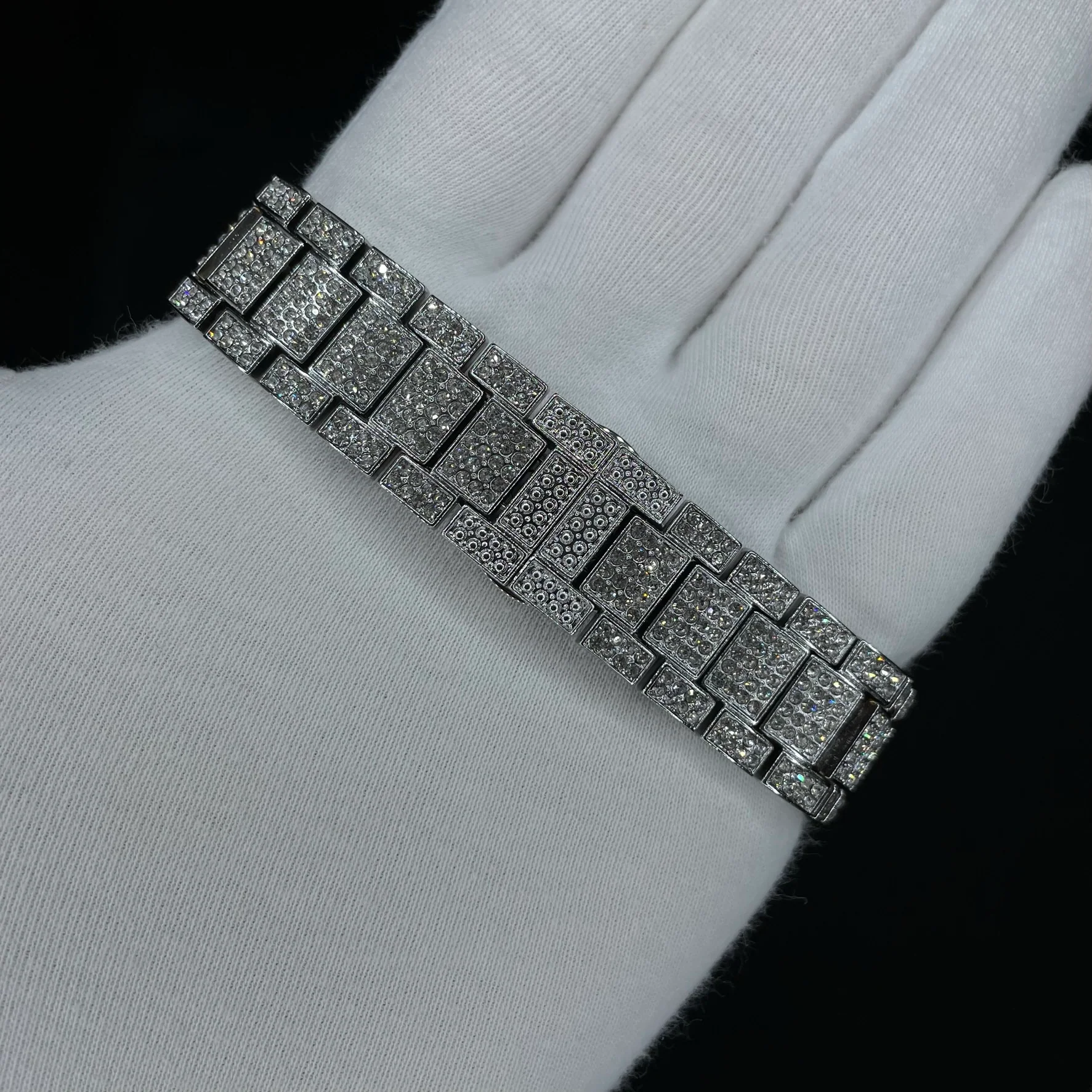 White Gold Stoned Numerals Iced Out Diamond Watch - Image 6