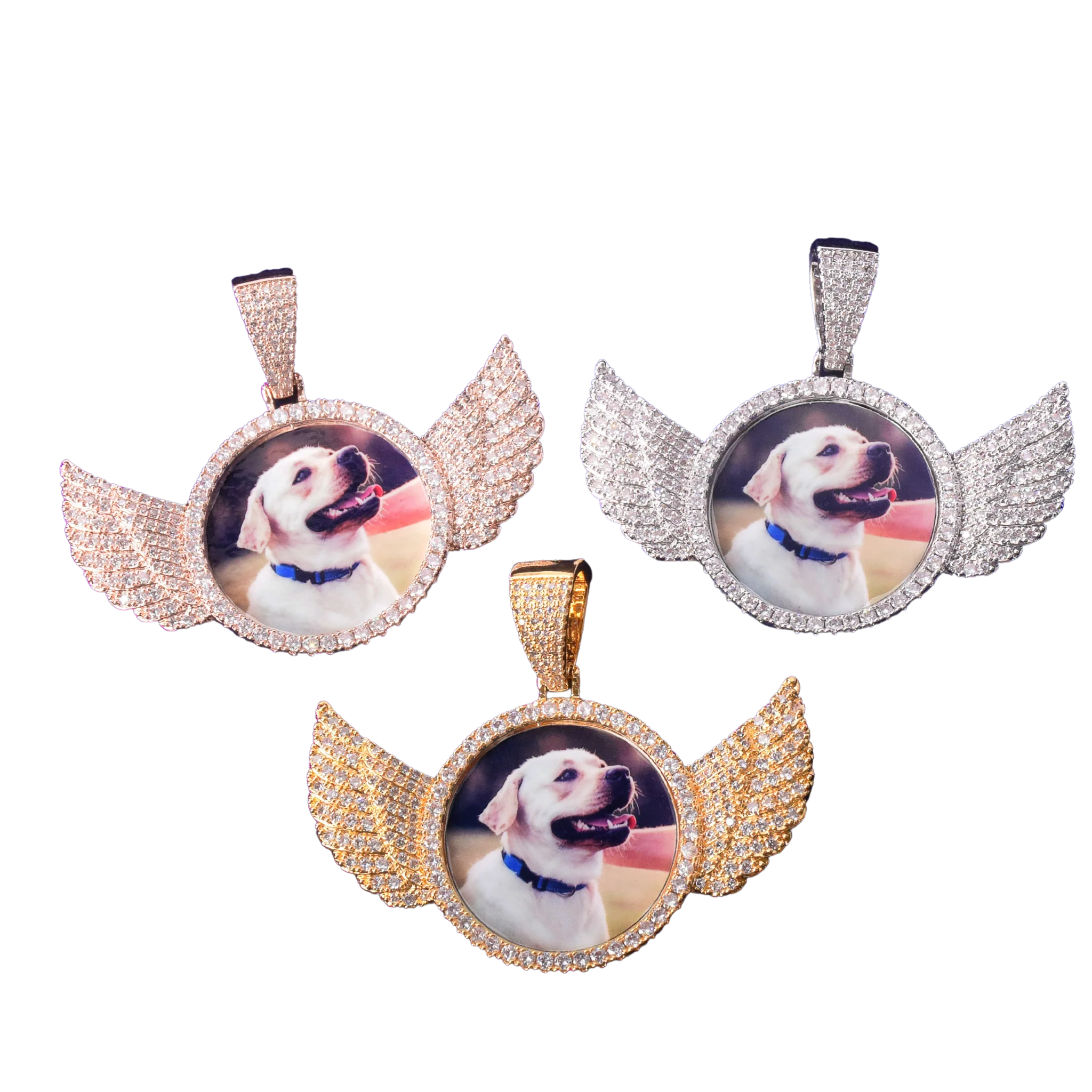 Wings Pave Charm Tennis Custom Photo Picture Pendant Necklace - Image 4