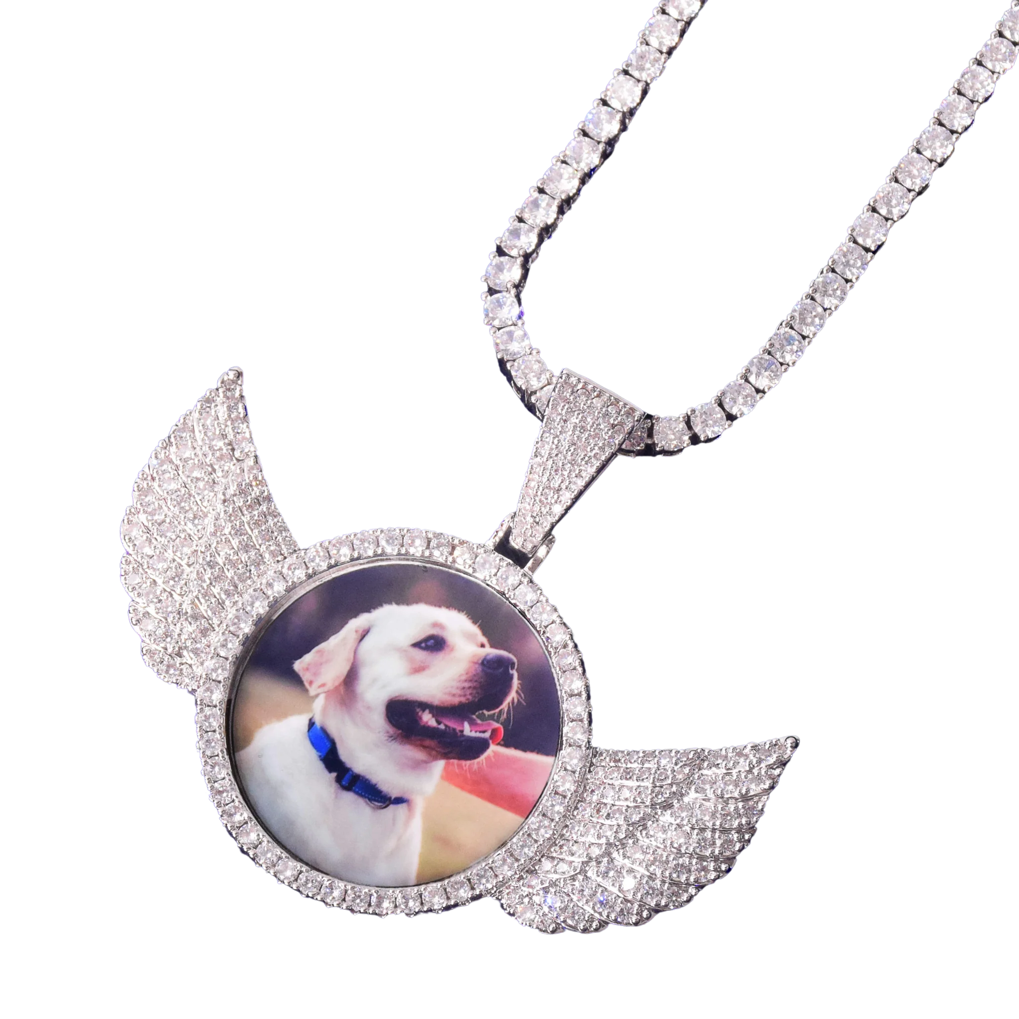 Wings Pave Charm Tennis Custom Photo Picture Pendant Necklace - Image 5