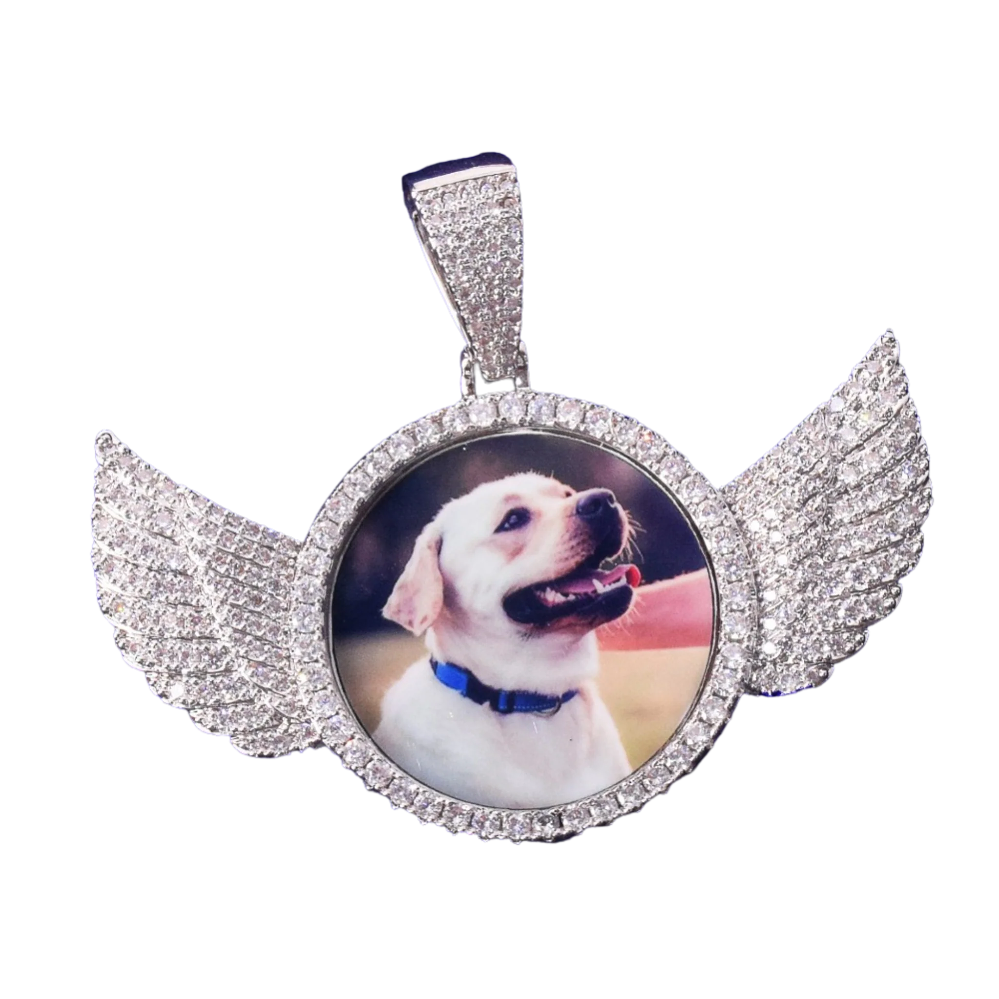 Wings Pave Charm Tennis Custom Photo Picture Pendant Necklace - Image 7