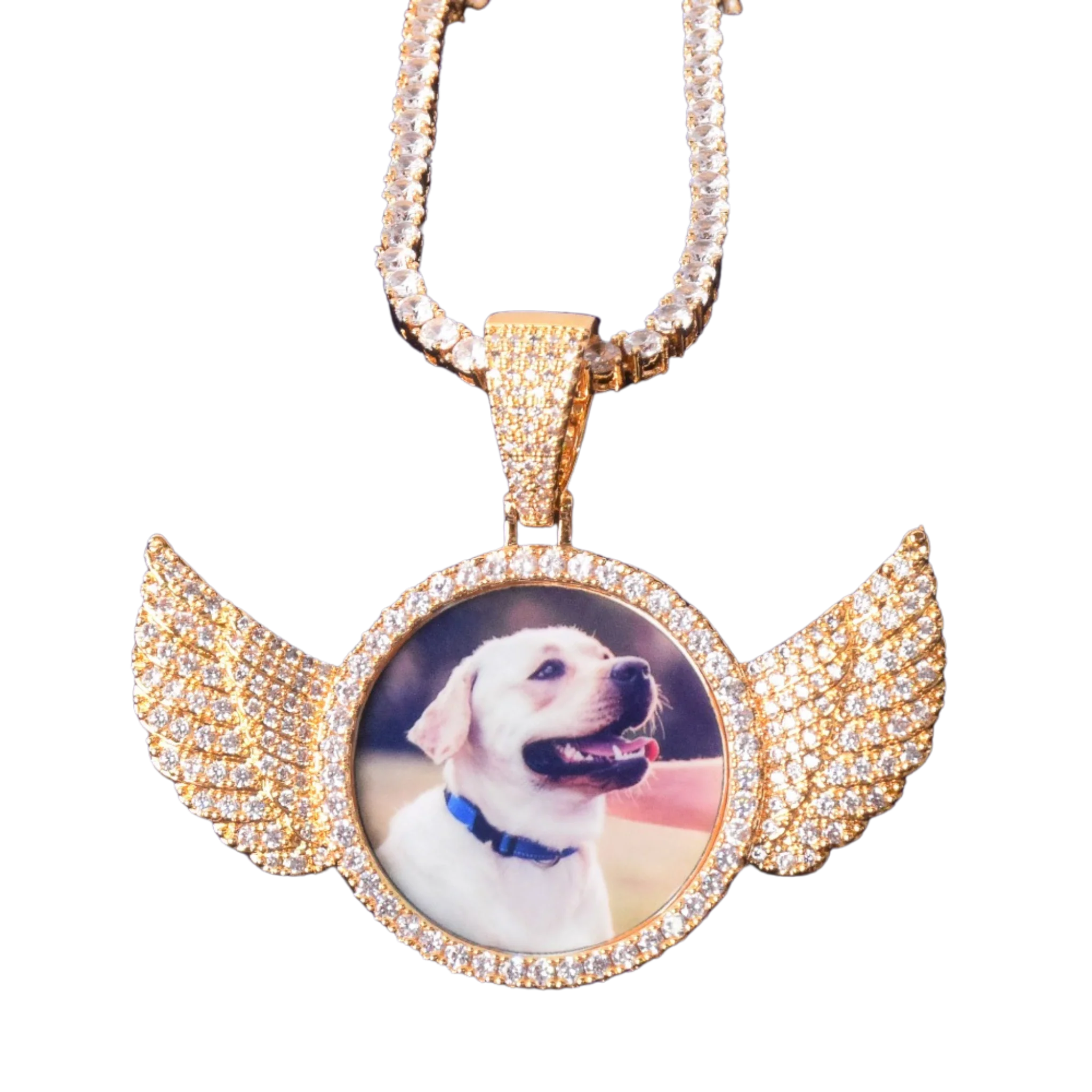 Wings Pave Charm Tennis Custom Photo Picture Pendant Necklace - Image 8