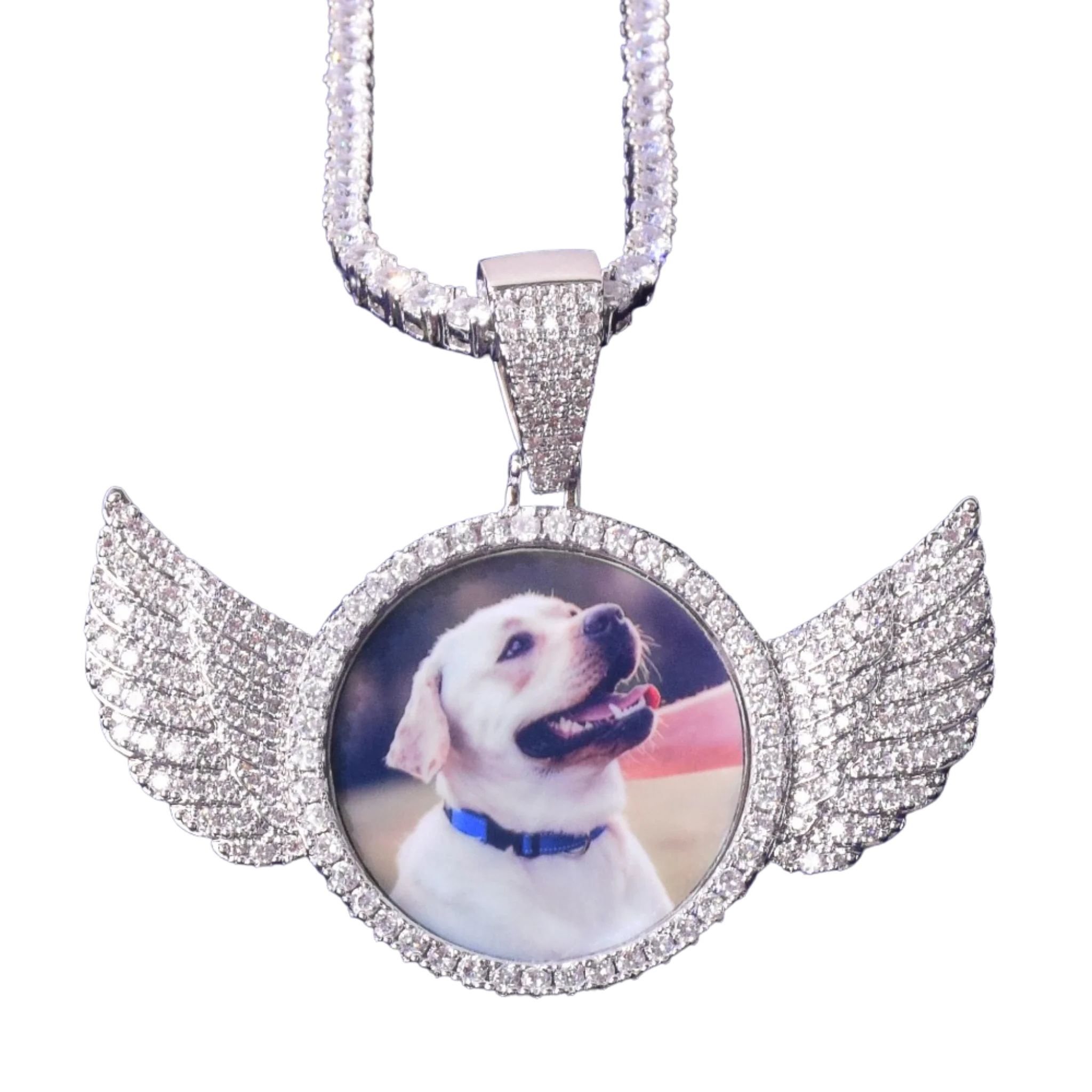 Wings Pave Charm Tennis Custom Photo Picture Pendant Necklace - Image 9