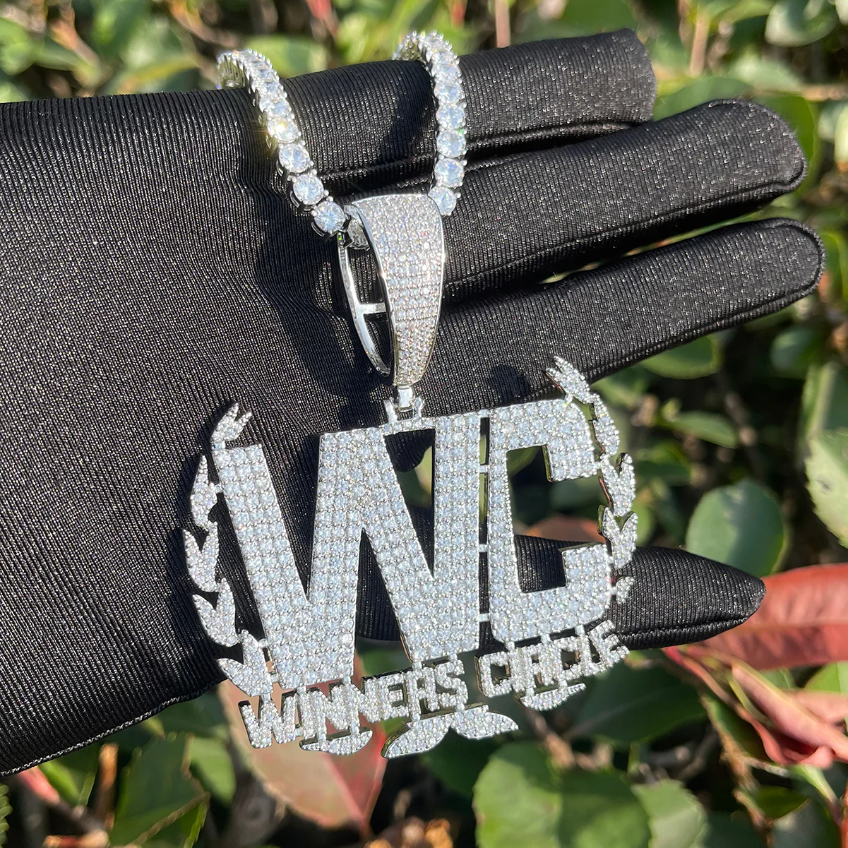 Winners Circle Iced Out Letter Diamond Pendant Necklace - Image 3