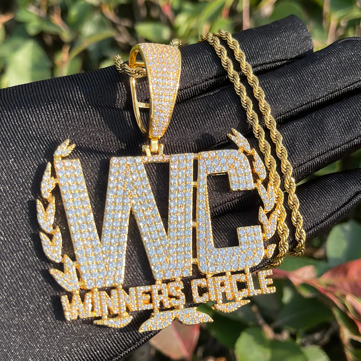 Winners Circle Iced Out Letter Diamond Pendant Necklace - Image 4